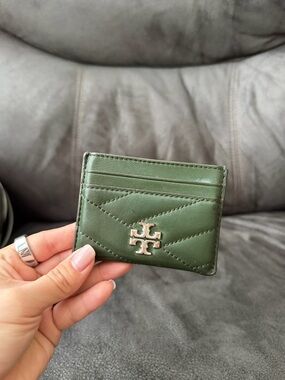 Tory Burch Green Kira Chevron Quilted LeatherCard Case